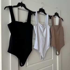 3-Pack Abercrombie Double-Layered Seamless Fabric Squareneck Bodysuits